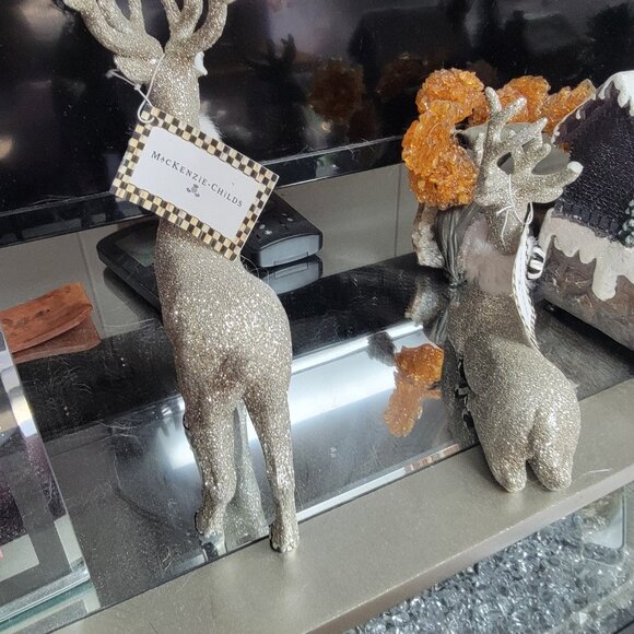 Mackenzie Childs Reindeer Stunning Silver Deer Set of 2  Sold Out NEW NWT - Picture 3 of 6